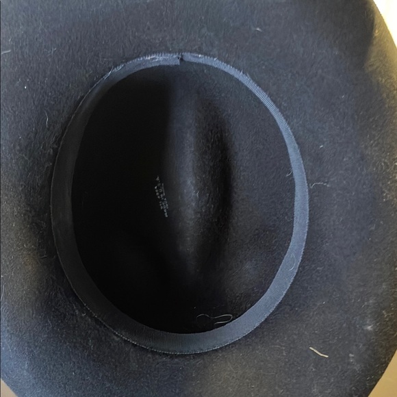 Vintage Black wide brim 100% wool Hat with Brown Band - Picture 3 of 4